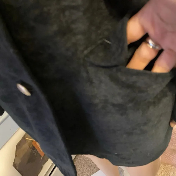 VTG Back At The Ranch Western Black Sued Suit Jacked Blazer Women Sz L 2 Button - Picture 5 of 12